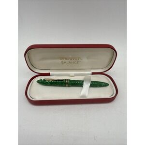 1998 Sheaffer Balance Fountain Pen 18K NIB With Case & Guide Green Marble
